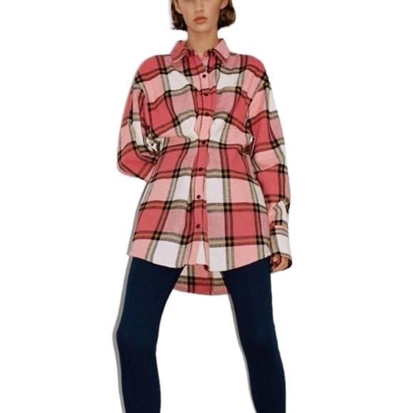 ZARA pleated plaid shirt NWT fall autumn - Picture 2 of 6